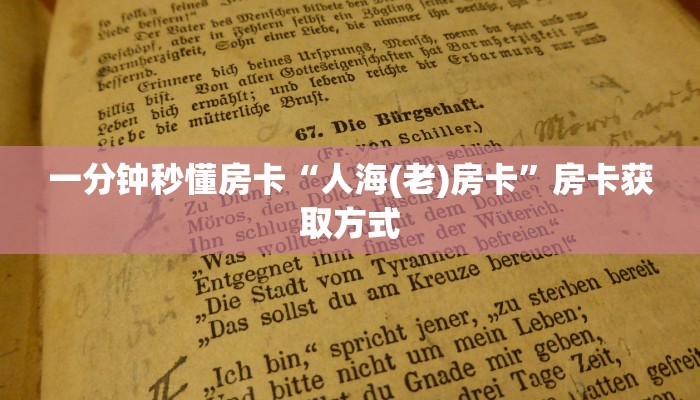 一分钟秒懂房卡“人海(老)房卡”房卡获取方式